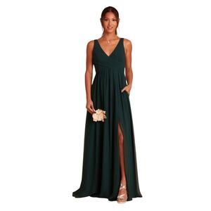 Birdy Grey Laurie Empire Dress Gown Chiffon Emerald Medium NWT